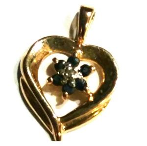 14K/925 w Genuine Diamond & Onyx Gold Pendent